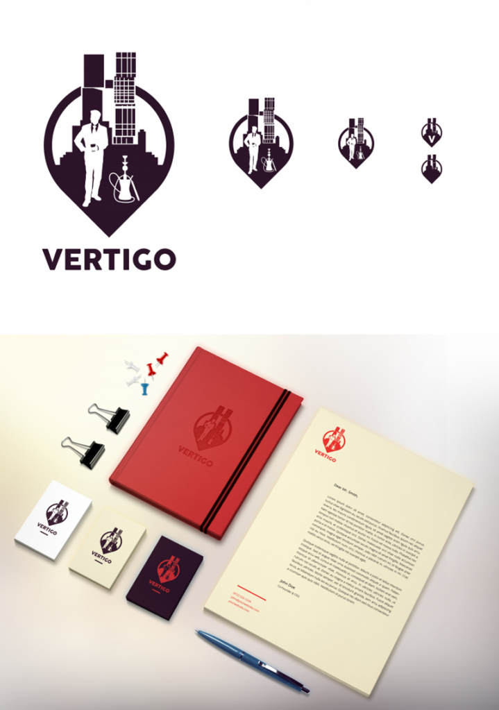 Процесс разработки логотипа кальянной Vertigo
